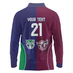 Custom Warriors-Sea Eagles Long Sleeve Polo Shirt Together Sporty Style