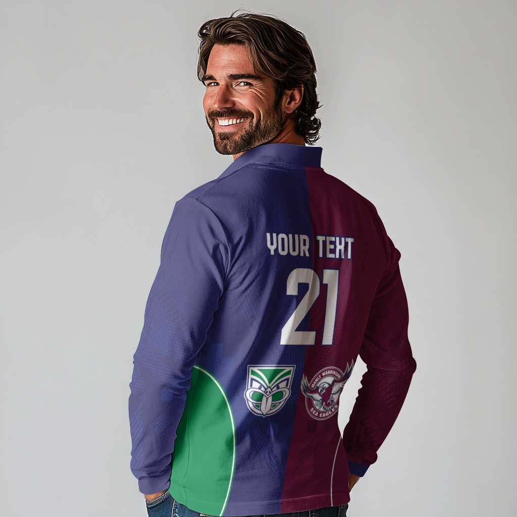 Custom Warriors-Sea Eagles Long Sleeve Polo Shirt Together Sporty Style