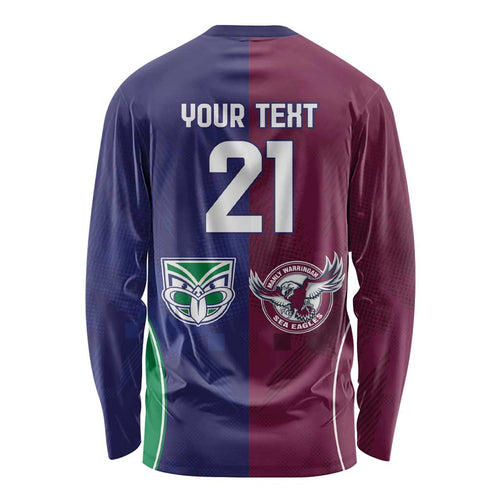 Custom Warriors-Sea Eagles Long Sleeve Shirt Together Sporty Style