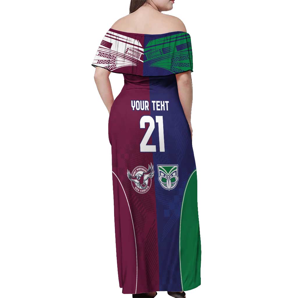 Custom Warriors-Sea Eagles Off Shoulder Maxi Dress Together Sporty Style