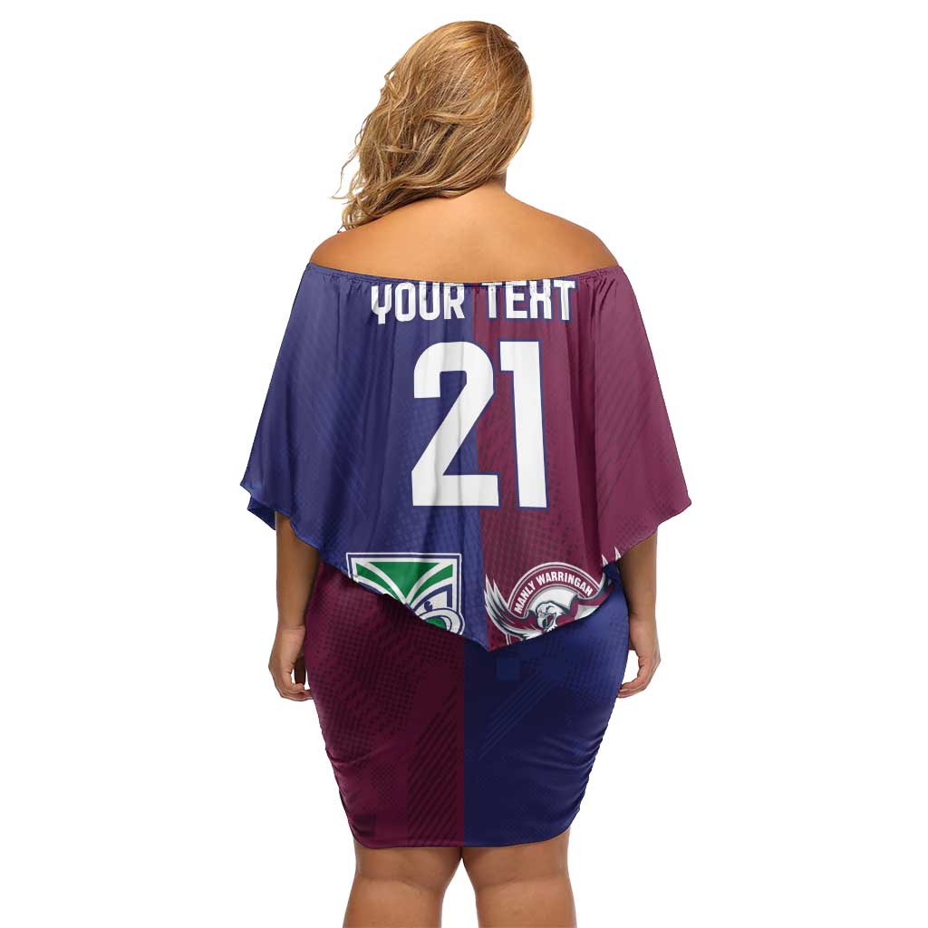 Custom Warriors-Sea Eagles Off Shoulder Short Dress Together Sporty Style