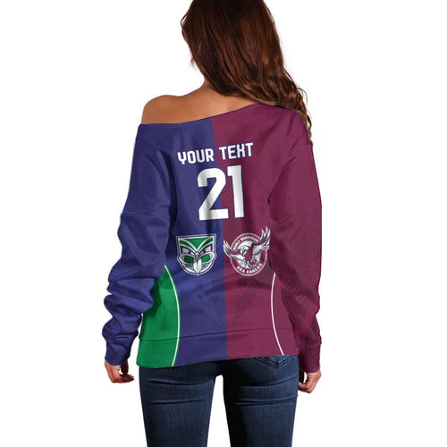 Custom Warriors-Sea Eagles Off Shoulder Sweater Together Sporty Style