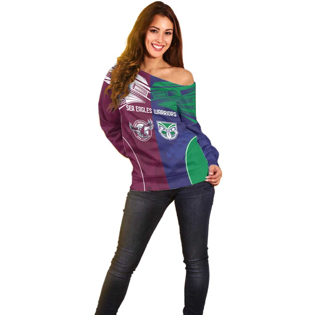 Custom Warriors-Sea Eagles Off Shoulder Sweater Together Sporty Style