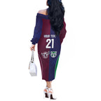 Custom Warriors-Sea Eagles Off The Shoulder Long Sleeve Dress Together Sporty Style