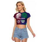 Custom Warriors-Sea Eagles Raglan Cropped T Shirt Together Sporty Style
