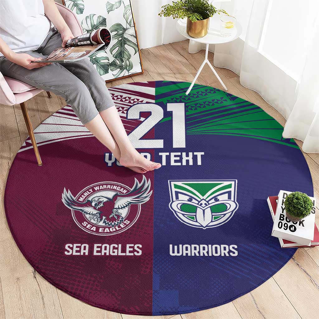 Custom Warriors-Sea Eagles Round Carpet Together Sporty Style