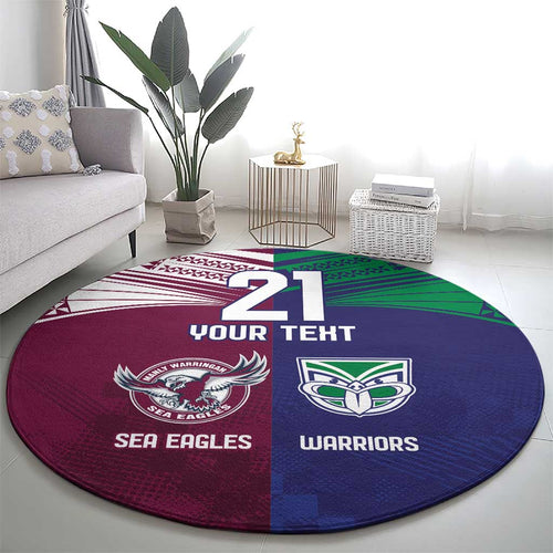 Custom Warriors-Sea Eagles Round Carpet Together Sporty Style