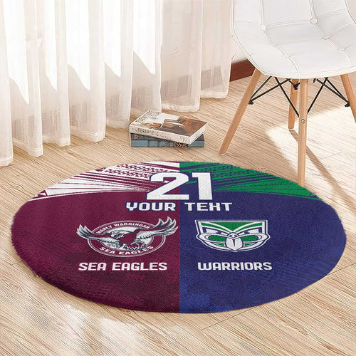 Custom Warriors-Sea Eagles Round Carpet Together Sporty Style