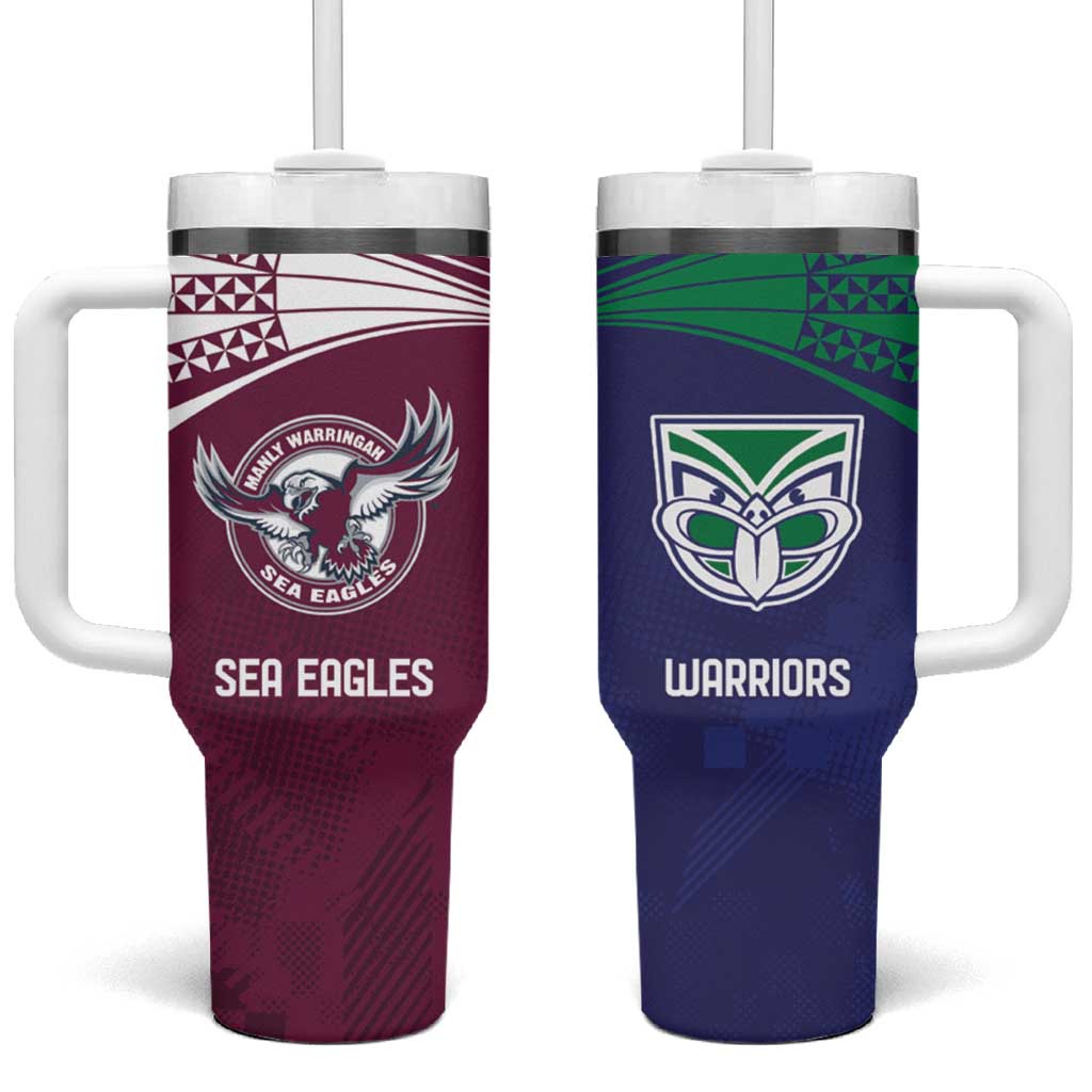 Custom Warriors-Sea Eagles Tumbler With Handle Together Sporty Style