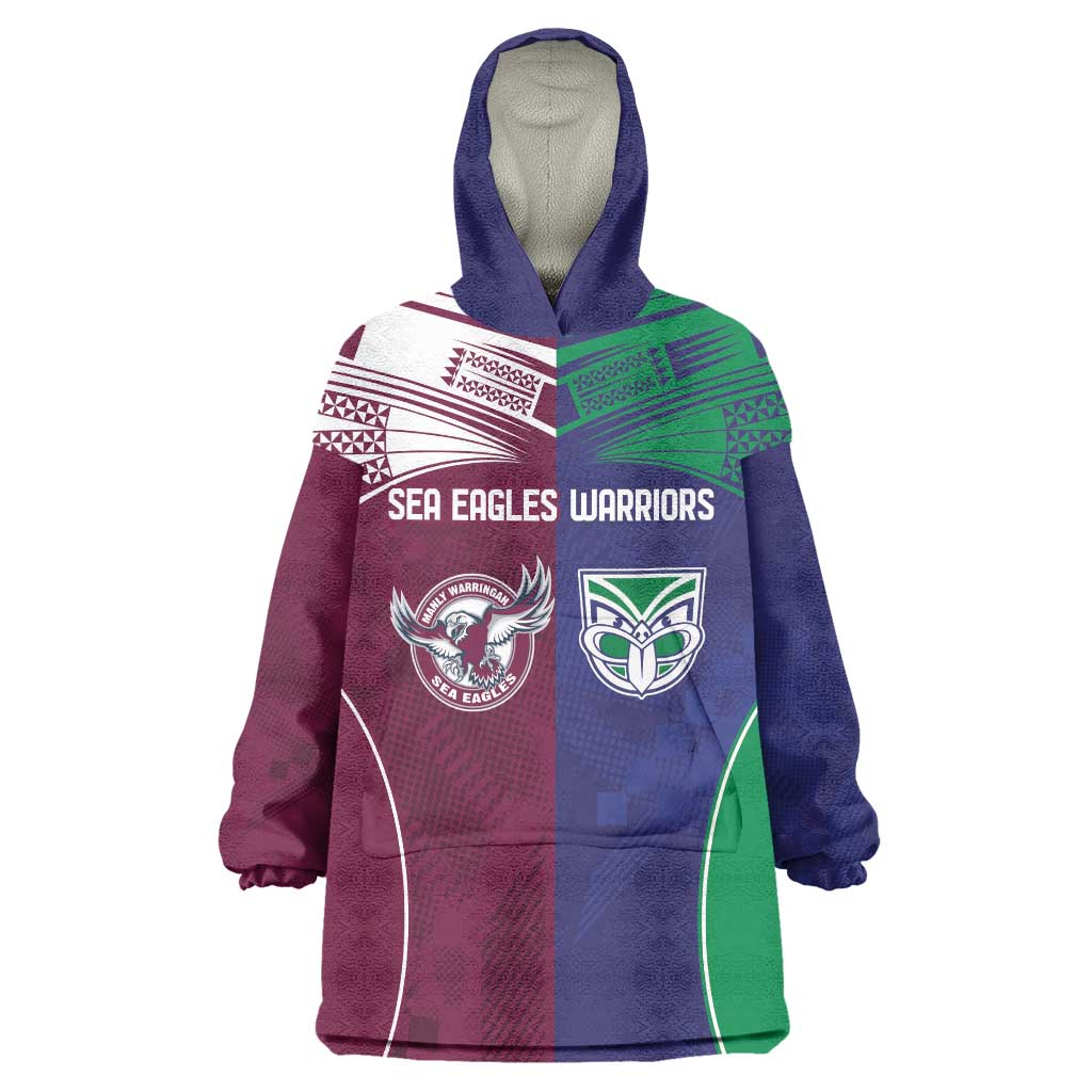 Custom Warriors-Sea Eagles Wearable Blanket Hoodie Together Sporty Style