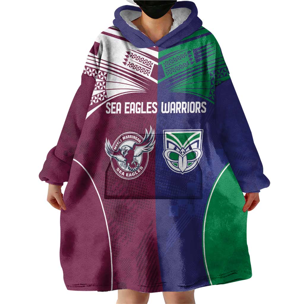 Custom Warriors-Sea Eagles Wearable Blanket Hoodie Together Sporty Style