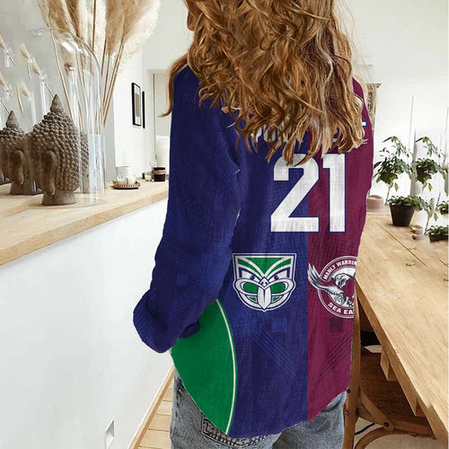 Custom Warriors-Sea Eagles Women Casual Shirt Together Sporty Style