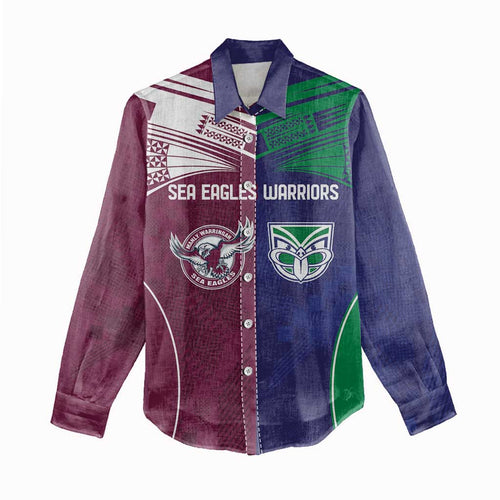 Custom Warriors-Sea Eagles Women Casual Shirt Together Sporty Style
