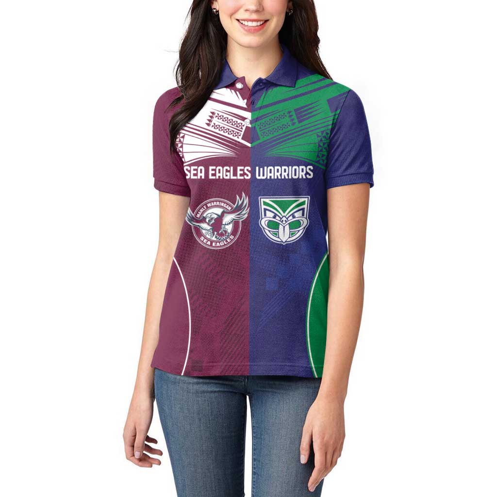 Custom Warriors-Sea Eagles Women Polo Shirt Together Sporty Style