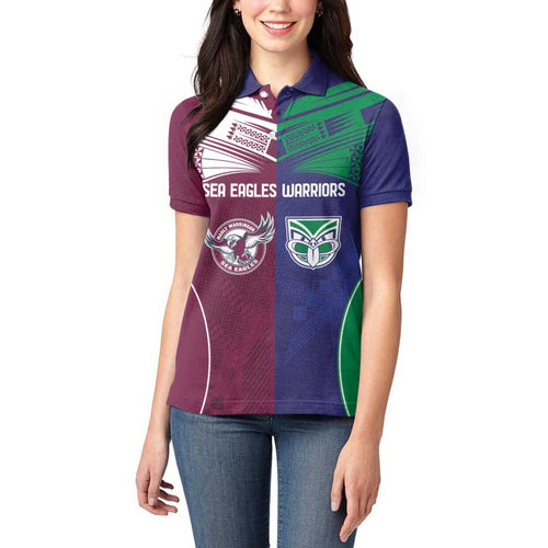 Custom Warriors-Sea Eagles Women Polo Shirt Together Sporty Style