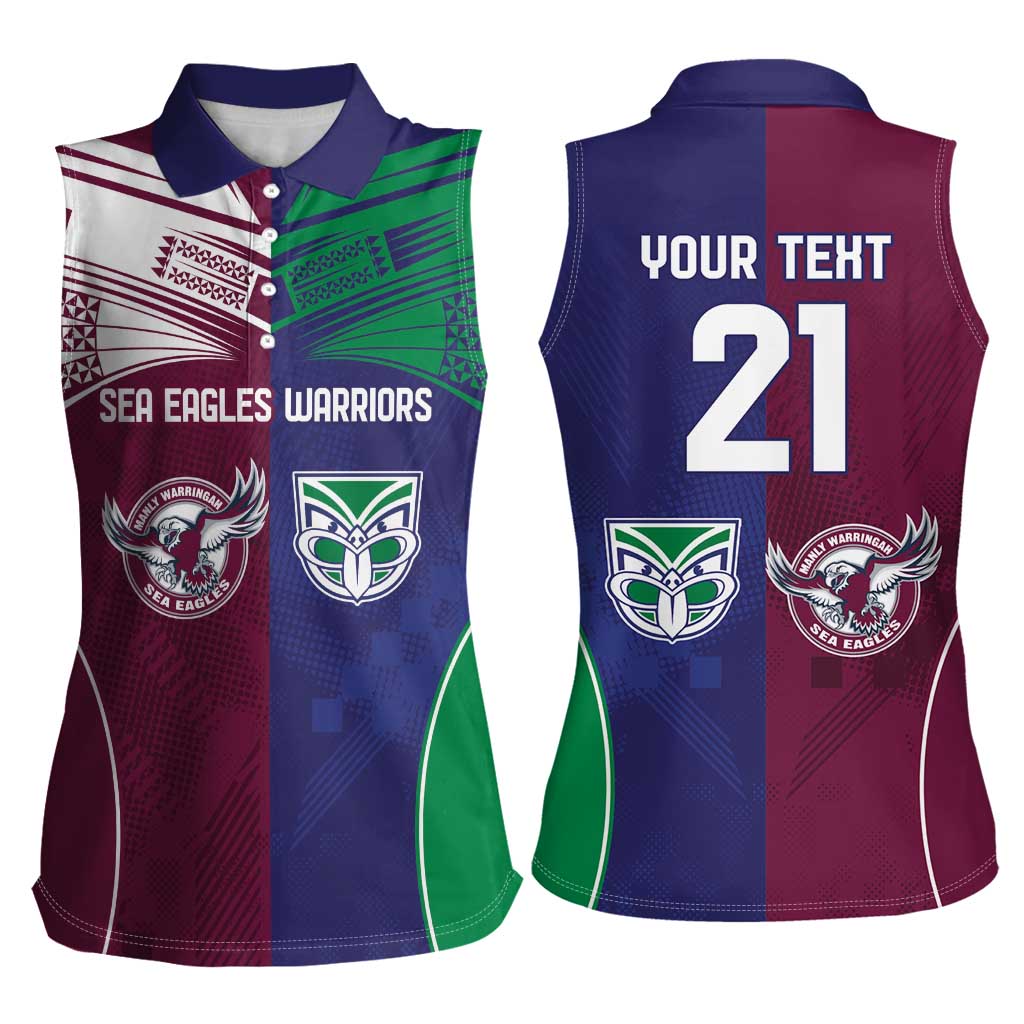 Custom Warriors-Sea Eagles Women Sleeveless Polo Shirt Together Sporty Style