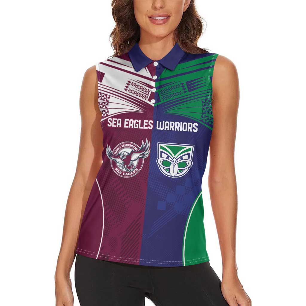 Custom Warriors-Sea Eagles Women Sleeveless Polo Shirt Together Sporty Style