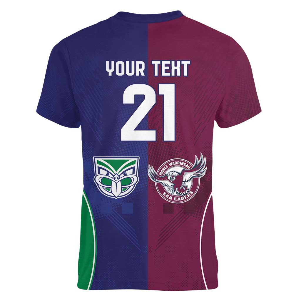Custom Warriors-Sea Eagles Women V-Neck T-Shirt Together Sporty Style