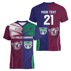 Custom Warriors-Sea Eagles Women V-Neck T-Shirt Together Sporty Style