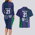 Custom Warriors-Storm Couples Matching Long Sleeve Bodycon Dress and Hawaiian Shirt Together Sporty Style