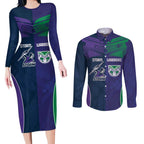 Custom Warriors-Storm Couples Matching Long Sleeve Bodycon Dress and Long Sleeve Button Shirt Together Sporty Style