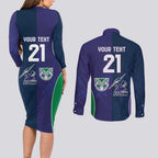 Custom Warriors-Storm Couples Matching Long Sleeve Bodycon Dress and Long Sleeve Button Shirt Together Sporty Style