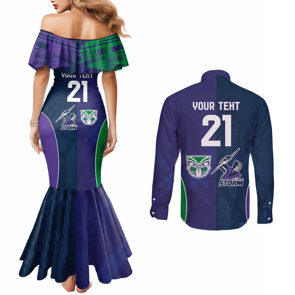 Custom Warriors-Storm Couples Matching Mermaid Dress and Long Sleeve Button Shirt Together Sporty Style
