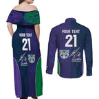 Custom Warriors-Storm Couples Matching Off Shoulder Maxi Dress and Long Sleeve Button Shirt Together Sporty Style
