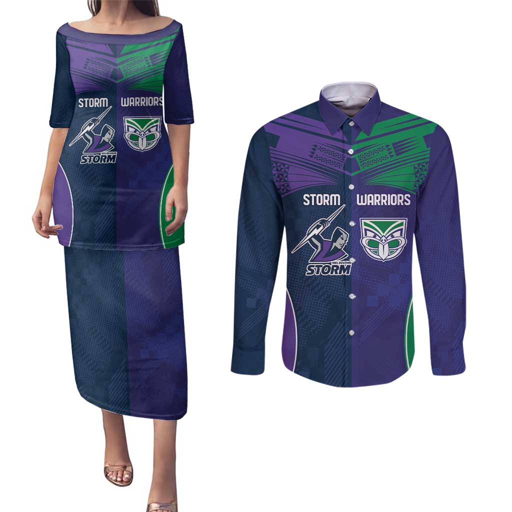 Custom Warriors-Storm Couples Matching Puletasi and Long Sleeve Button Shirt Together Sporty Style