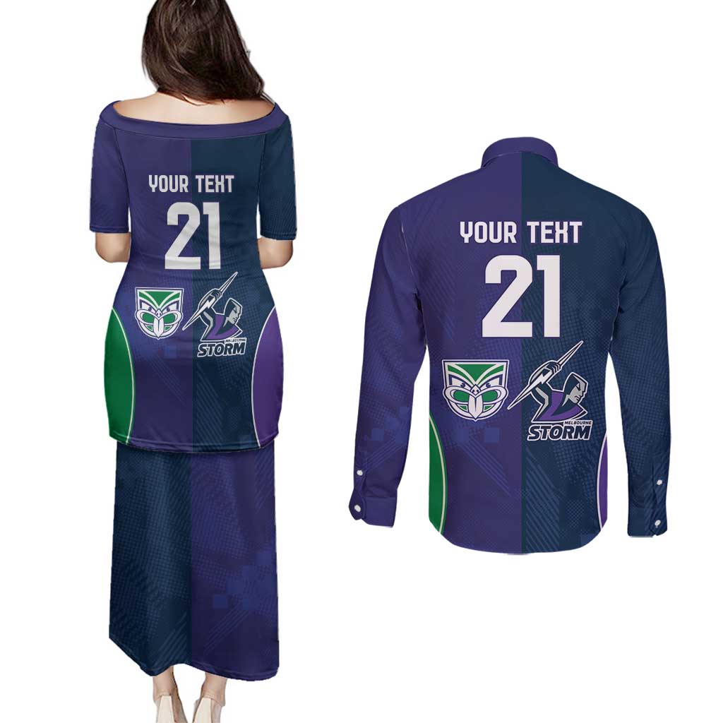 Custom Warriors-Storm Couples Matching Puletasi and Long Sleeve Button Shirt Together Sporty Style