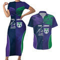 Custom Warriors-Storm Couples Matching Short Sleeve Bodycon Dress and Hawaiian Shirt Together Sporty Style