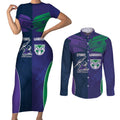 Custom Warriors-Storm Couples Matching Short Sleeve Bodycon Dress and Long Sleeve Button Shirt Together Sporty Style