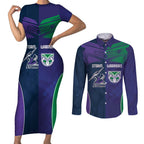 Custom Warriors-Storm Couples Matching Short Sleeve Bodycon Dress and Long Sleeve Button Shirt Together Sporty Style