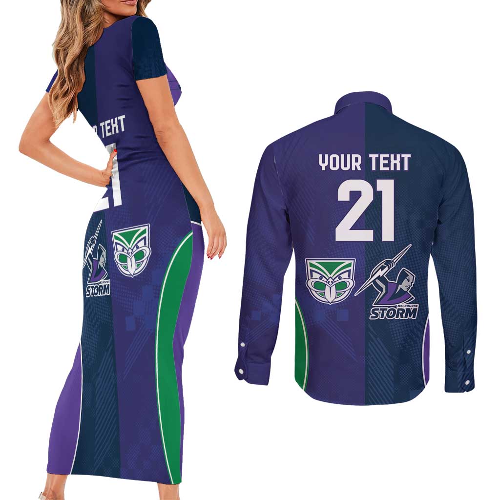 Custom Warriors-Storm Couples Matching Short Sleeve Bodycon Dress and Long Sleeve Button Shirt Together Sporty Style