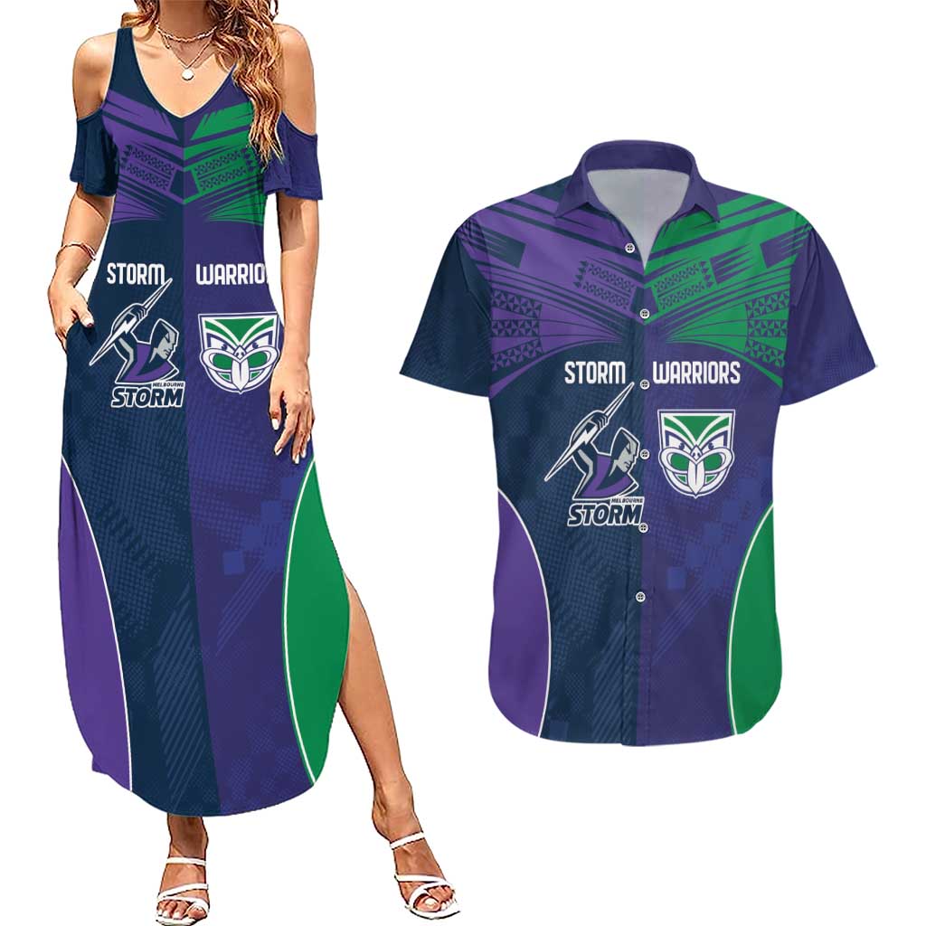 Custom Warriors-Storm Couples Matching Summer Maxi Dress and Hawaiian Shirt Together Sporty Style