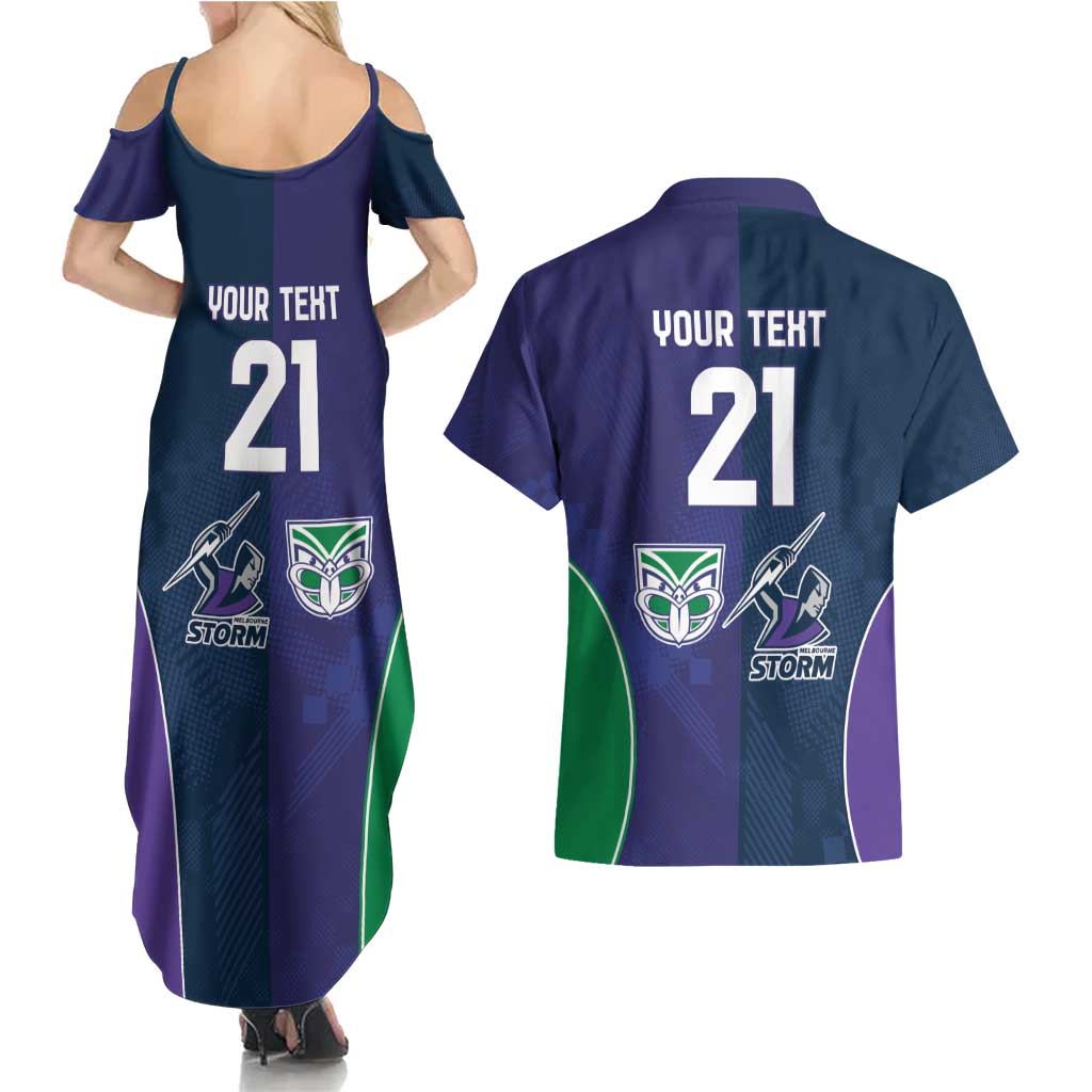 Custom Warriors-Storm Couples Matching Summer Maxi Dress and Hawaiian Shirt Together Sporty Style