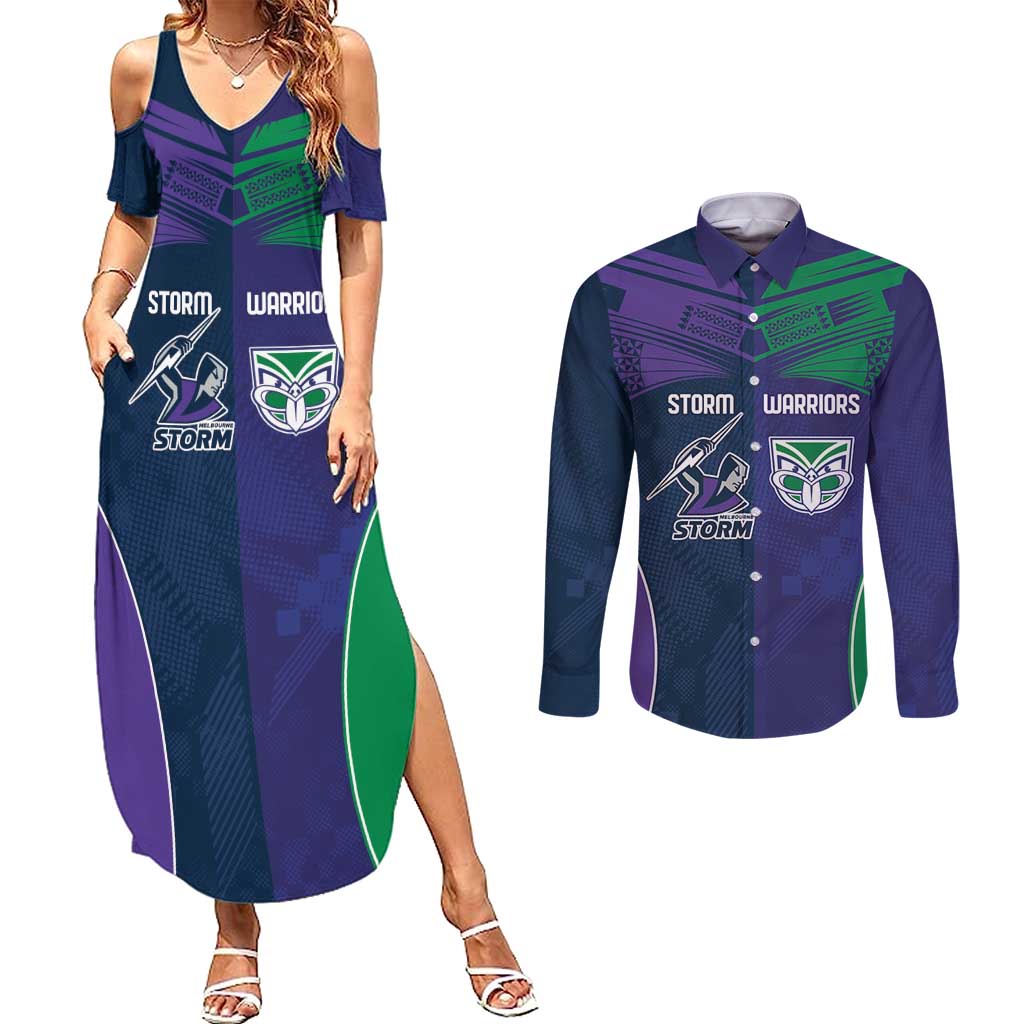 Custom Warriors-Storm Couples Matching Summer Maxi Dress and Long Sleeve Button Shirt Together Sporty Style