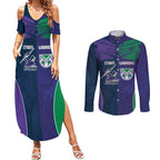 Custom Warriors-Storm Couples Matching Summer Maxi Dress and Long Sleeve Button Shirt Together Sporty Style