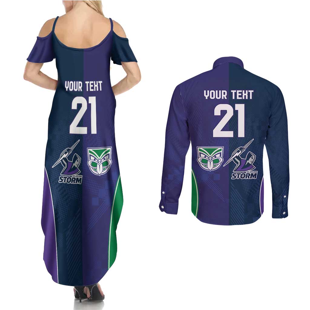 Custom Warriors-Storm Couples Matching Summer Maxi Dress and Long Sleeve Button Shirt Together Sporty Style