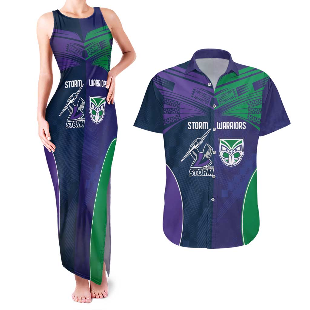 Custom Warriors-Storm Couples Matching Tank Maxi Dress and Hawaiian Shirt Together Sporty Style