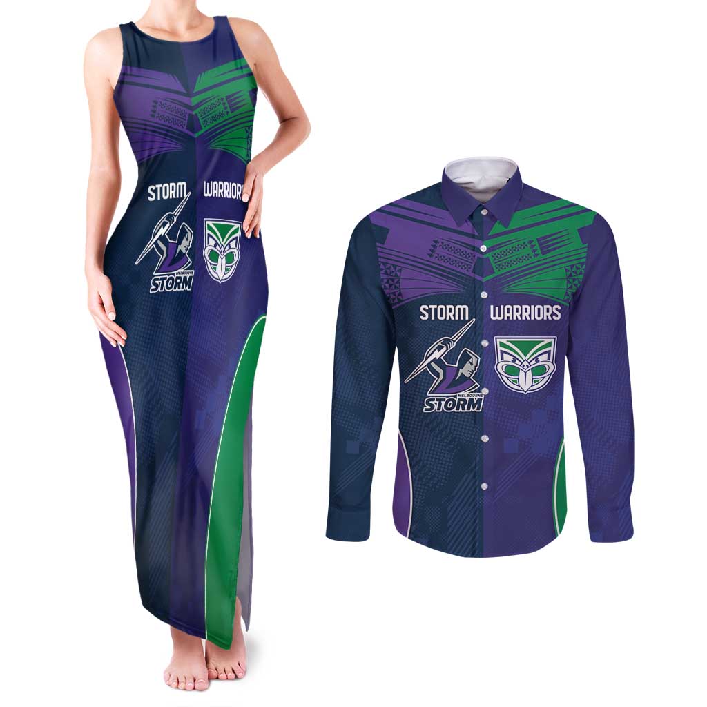 Custom Warriors-Storm Couples Matching Tank Maxi Dress and Long Sleeve Button Shirt Together Sporty Style