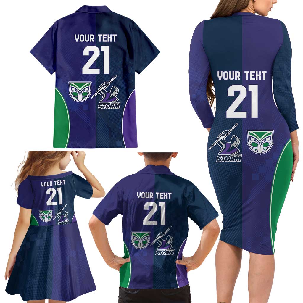 Custom Warriors-Storm Family Matching Long Sleeve Bodycon Dress and Hawaiian Shirt Together Sporty Style