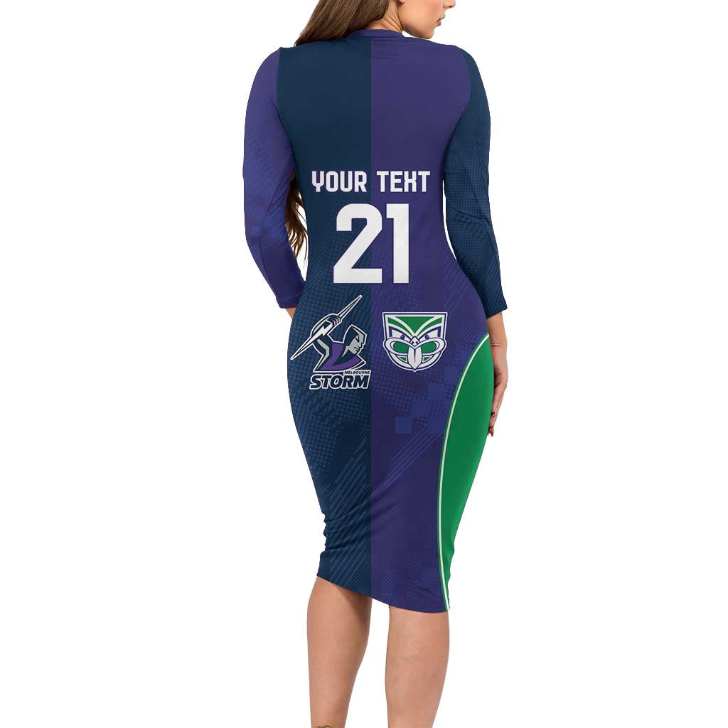 Custom Warriors-Storm Family Matching Long Sleeve Bodycon Dress and Hawaiian Shirt Together Sporty Style