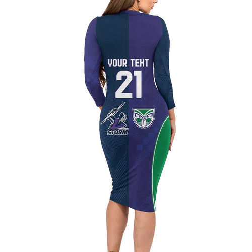 Custom Warriors-Storm Family Matching Long Sleeve Bodycon Dress and Hawaiian Shirt Together Sporty Style