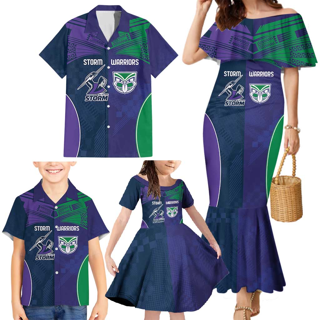Custom Warriors-Storm Family Matching Mermaid Dress and Hawaiian Shirt Together Sporty Style