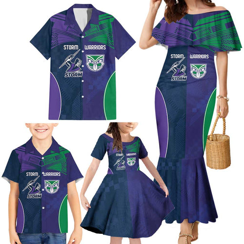 Custom Warriors-Storm Family Matching Mermaid Dress and Hawaiian Shirt Together Sporty Style