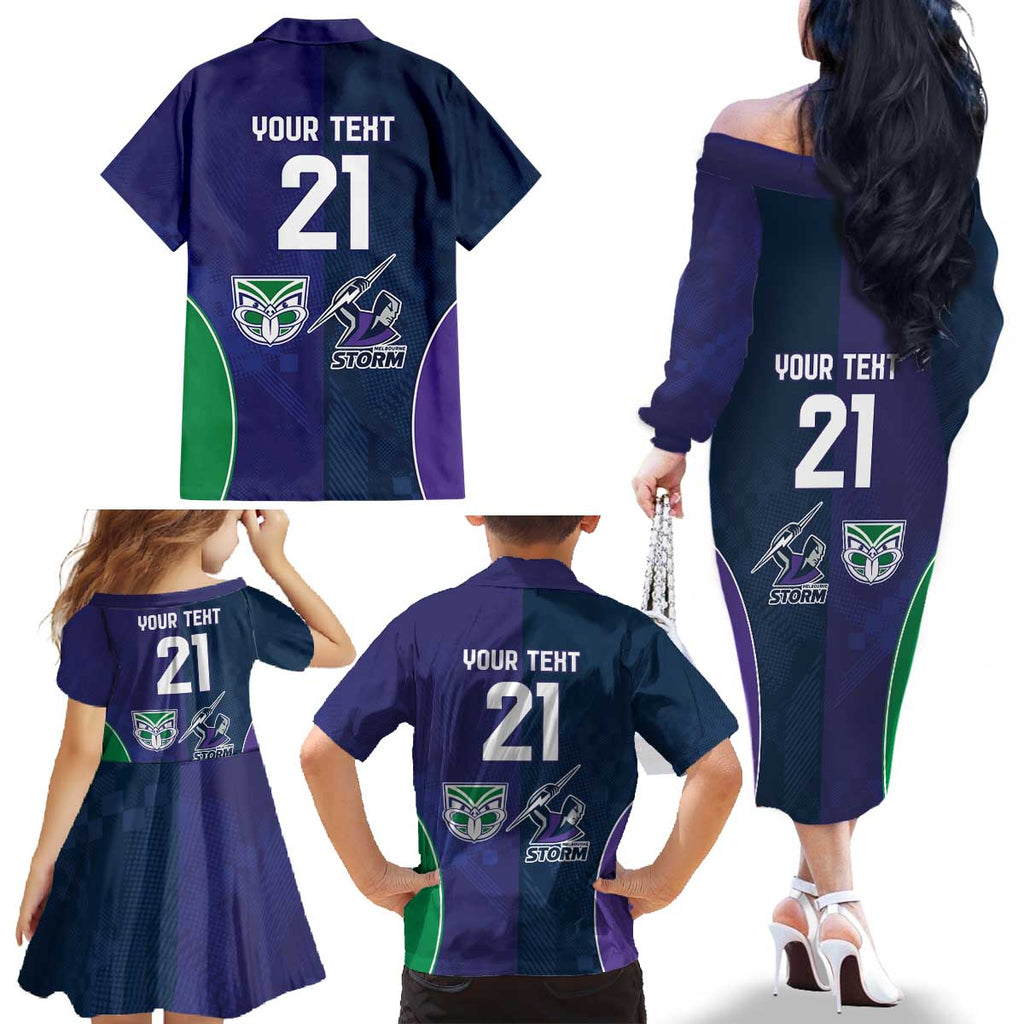 Custom Warriors-Storm Family Matching Off The Shoulder Long Sleeve Dress and Hawaiian Shirt Together Sporty Style