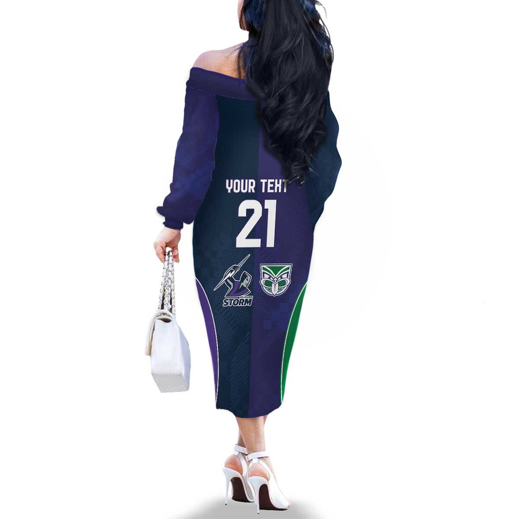 Custom Warriors-Storm Family Matching Off The Shoulder Long Sleeve Dress and Hawaiian Shirt Together Sporty Style