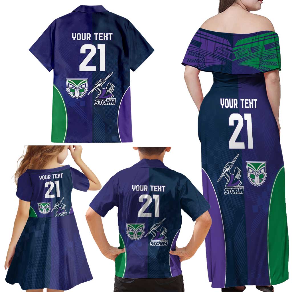 Custom Warriors-Storm Family Matching Off Shoulder Maxi Dress and Hawaiian Shirt Together Sporty Style