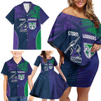 Custom Warriors-Storm Family Matching Off Shoulder Short Dress and Hawaiian Shirt Together Sporty Style